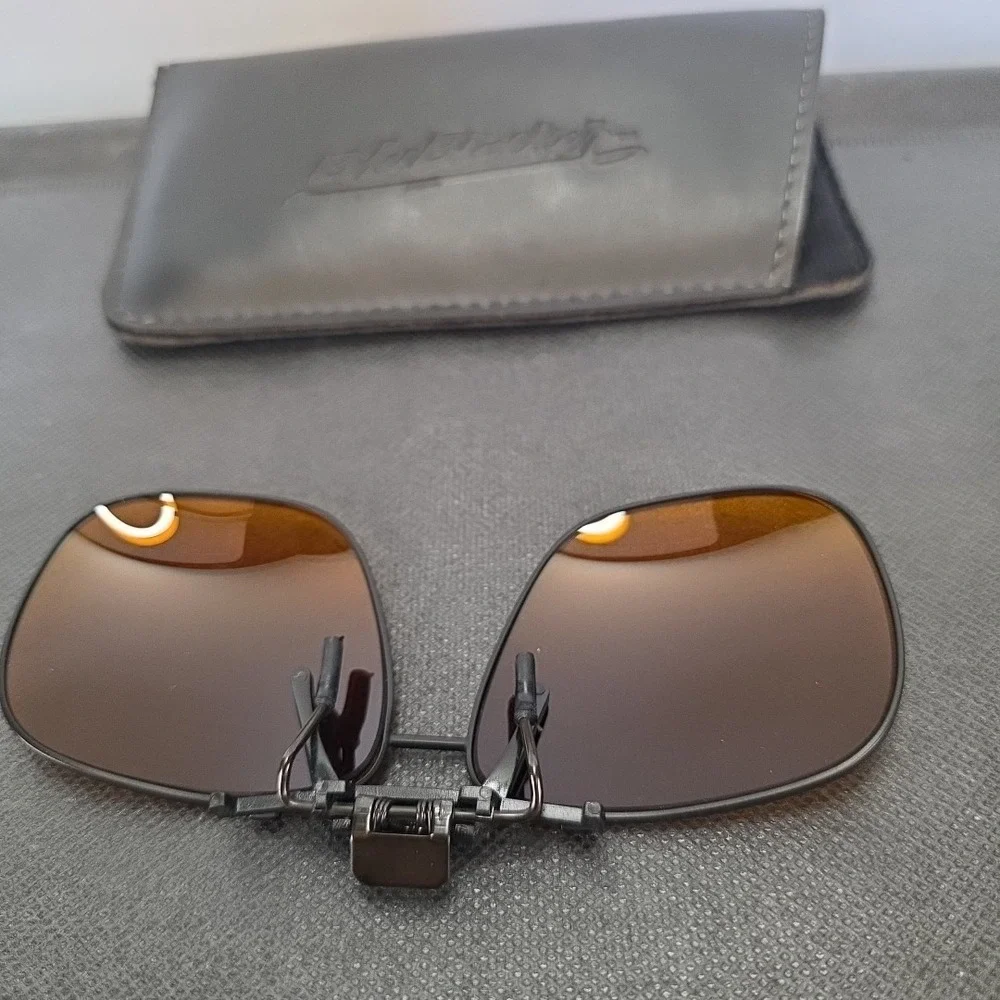 BluBlocker Sunglasses‎ Clip On Unisex-adult Brown Aviator Case Vintage Y2K 90's